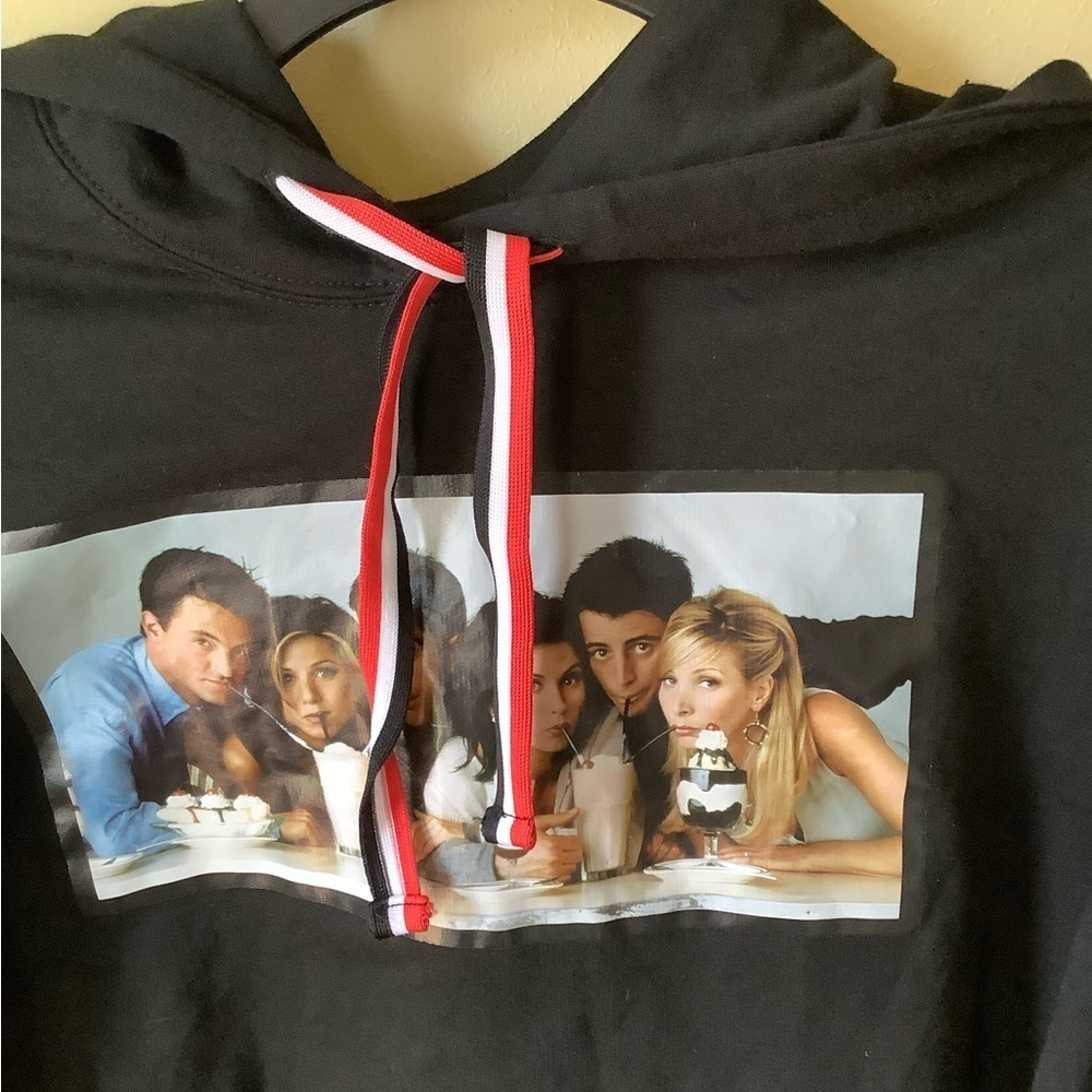 Vintage Friends Black Cropped Hoodie Shirt - Picture 6 of 7